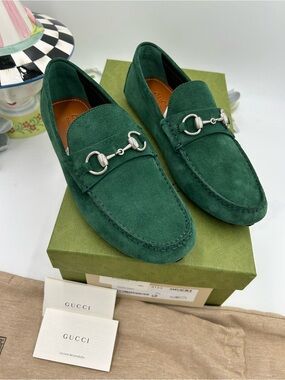 Men's Gucci suede horse bit driver loafers size 7.5 fits 8US made in Italy